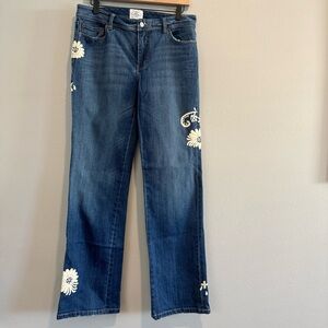 White House Black Market Embroidered Jeans Straight Leg Boho 8
